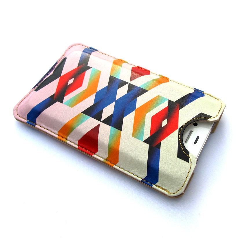 Leather iPhone 4 case / iPhone 4S Case - Chevron Navajo inspired design