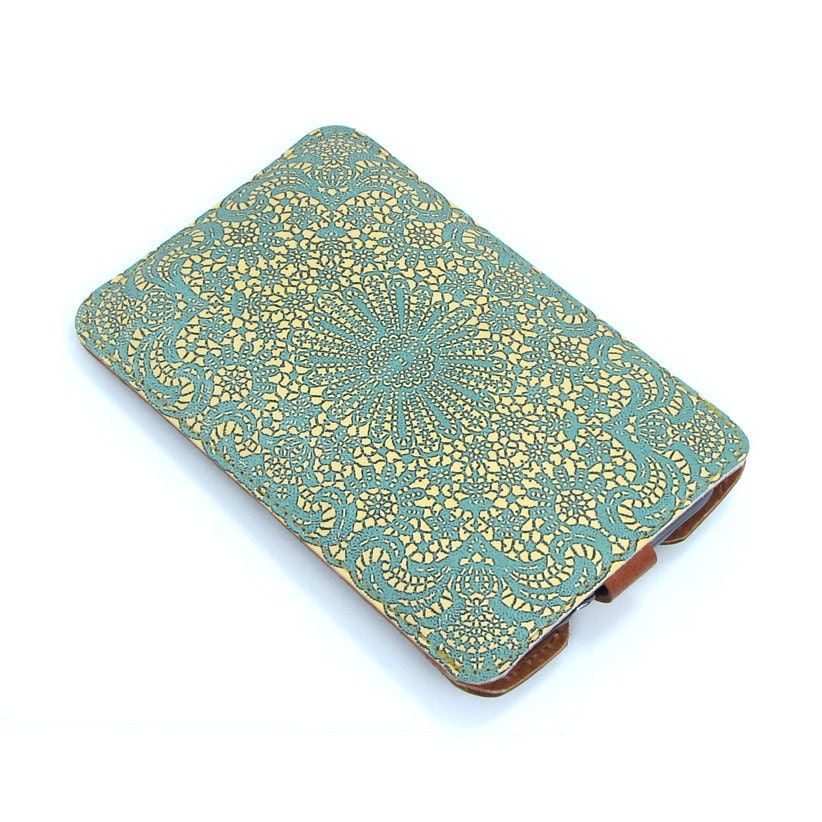 Leather Samsung Galaxy S2 / S3 Case - Teal lace