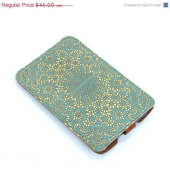 Leather Samsung Galaxy S2 / S3 / Note Case - Teal lace