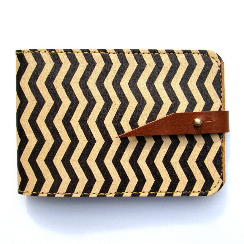 Leather card case/ Oyster card holder - Zig Zag - Chevron design