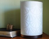 Block Printed Lamp in White Sea Comb on Hemp Linen