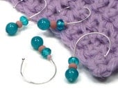 Removable Stitch Markers Set, Crochet, Snag Free, Beaded, Teal, Peach, DIY Crafts, Gift for Crochet, TJBdesigns