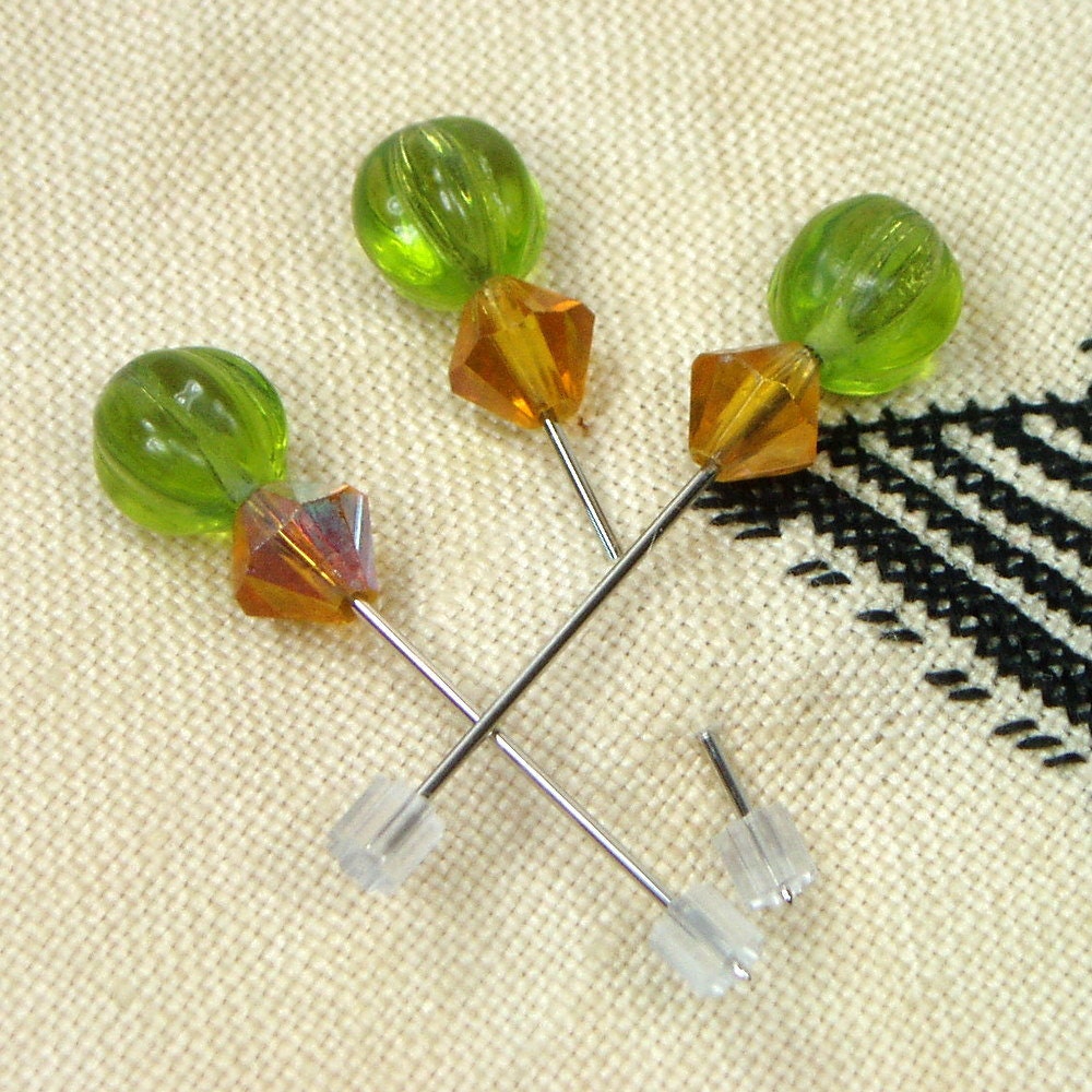 Counting Pins, Marking Pins, Cross Stitch, Hardanger, Needlepoint, Olivine Green, Amber, DIY Crafts, TJBdesigns, Direct Checkout