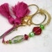 Beaded Scissor Fob, Quilting, Sewing, Cross Stitch, Gift for Crafter, Deep Rose, Spring Green, DIY Crafts, TJBdesigns, Direct Checkout