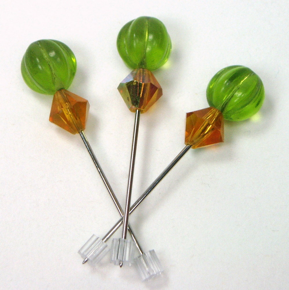 Counting Pins, Marking Pins, Cross Stitch, Hardanger, Needlepoint, Olivine Green, Amber, DIY Crafts, TJBdesigns, Direct Checkout