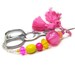 Hot Pink Yellow Beaded Scissor Fob