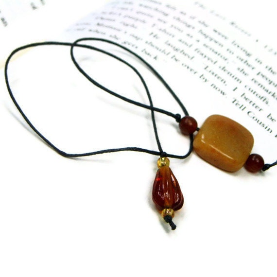 Book Thong, Beaded Bookmark, Book Cord, Book String, Gift for Book Club, Caramel Brown, TJBdesigns