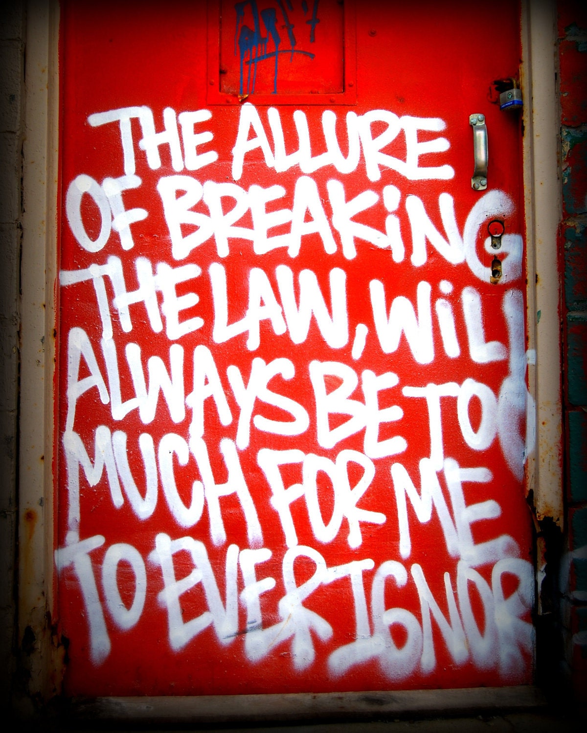 Detroit Photograph, Breaking the Law Graffiti, Fine Art Photography on Metallic Paper