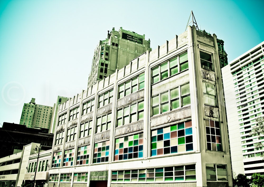Detroit  Building Fine Art Urban Photograph on Metallic Paper