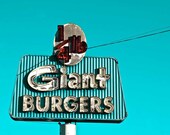 Giant Burgers in Blue, 8x10 Metallic Print Matted to 11x14, Limited Edition