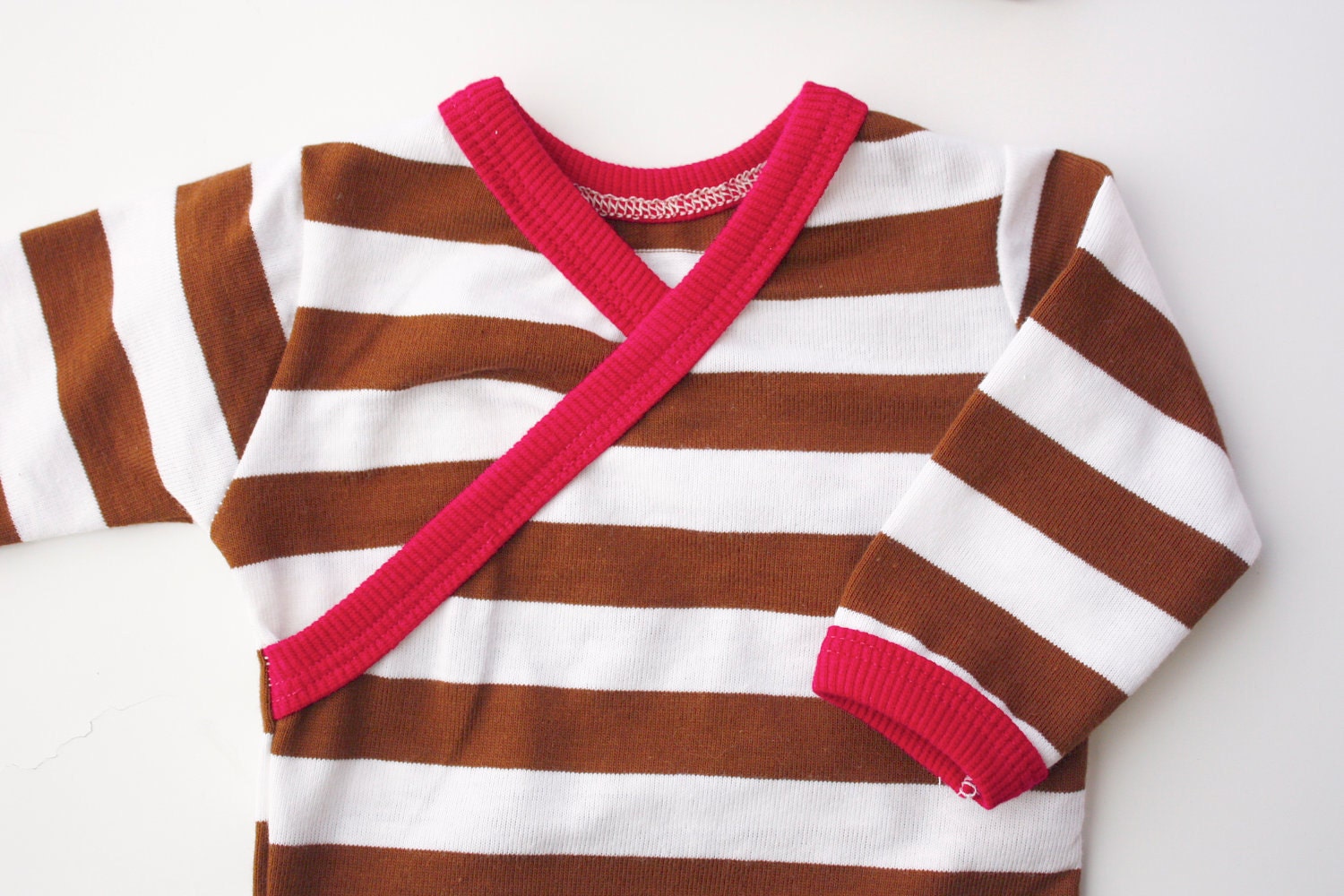 Newborn Brown Striped Baby Bodysuit and Hat Set