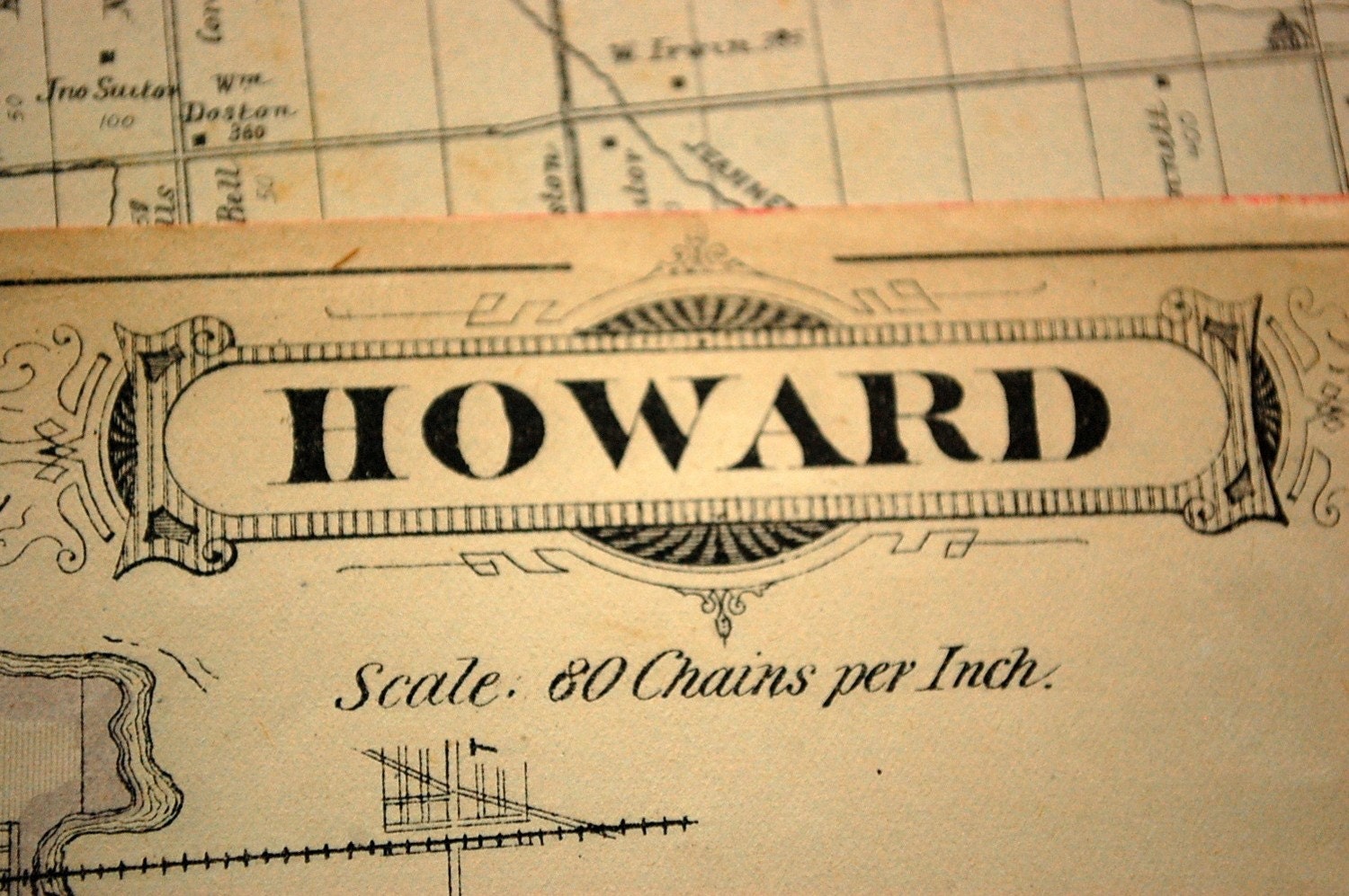 1881 Rare Large Antique Map of the Townships of Orford and Howard, Kent County, Ontario, Canada