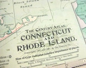 1902 Century Atlas Antique Map of Connecticut and Rhode Island
