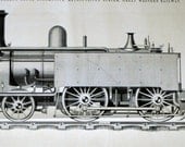 1869 Very Rare Poster Size English Antique Engraving of Locomotives / Trains, The Great Western Railway