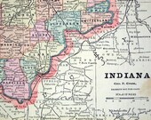 1892 Antique Map of Indiana