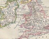 1908-1914 Antique French Map of Great Britain and Ireland