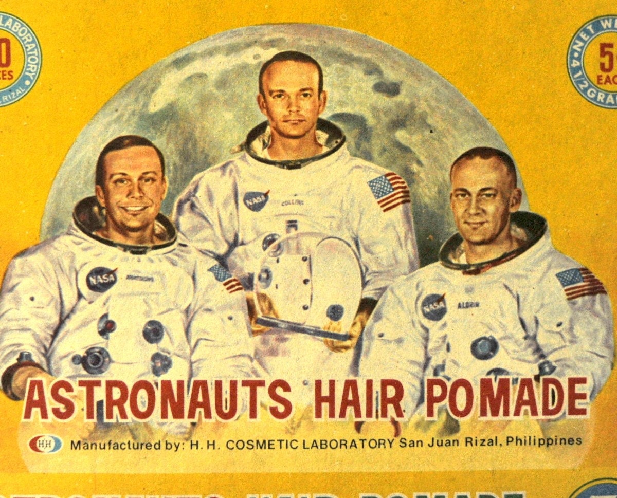 Circa 1969 Rare Vintage Ephemera Packaging. Another Giant Leap for Hair Pomade