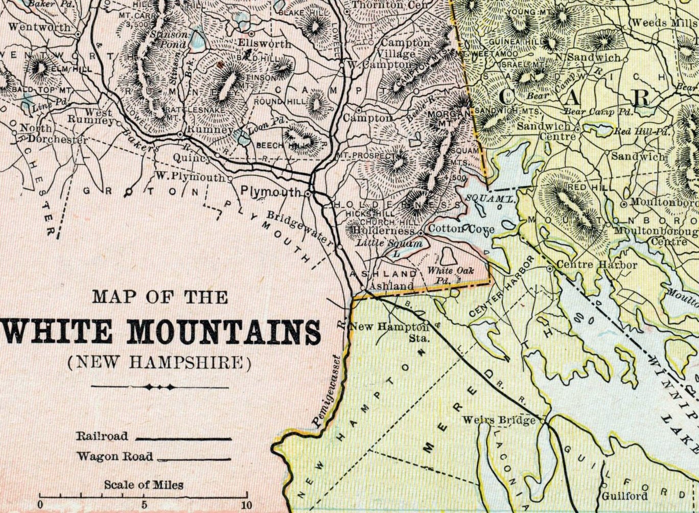 1901 Antique Map of the White Mountains New by bananastrudel