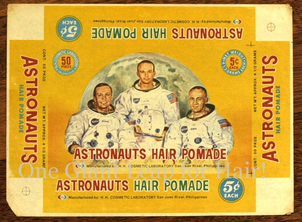 Circa 1969 Rare Vintage Ephemera Packaging. Another Giant Leap for Hair Pomade