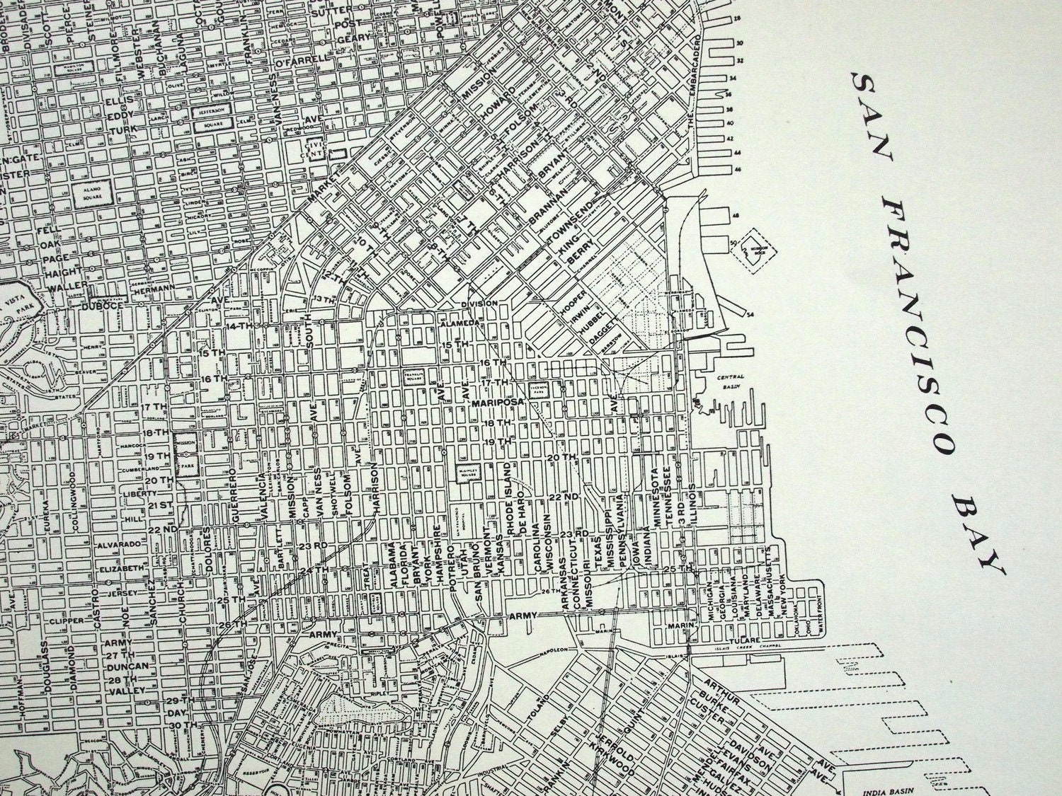 1937 Vintage City Map of San Francisco, California