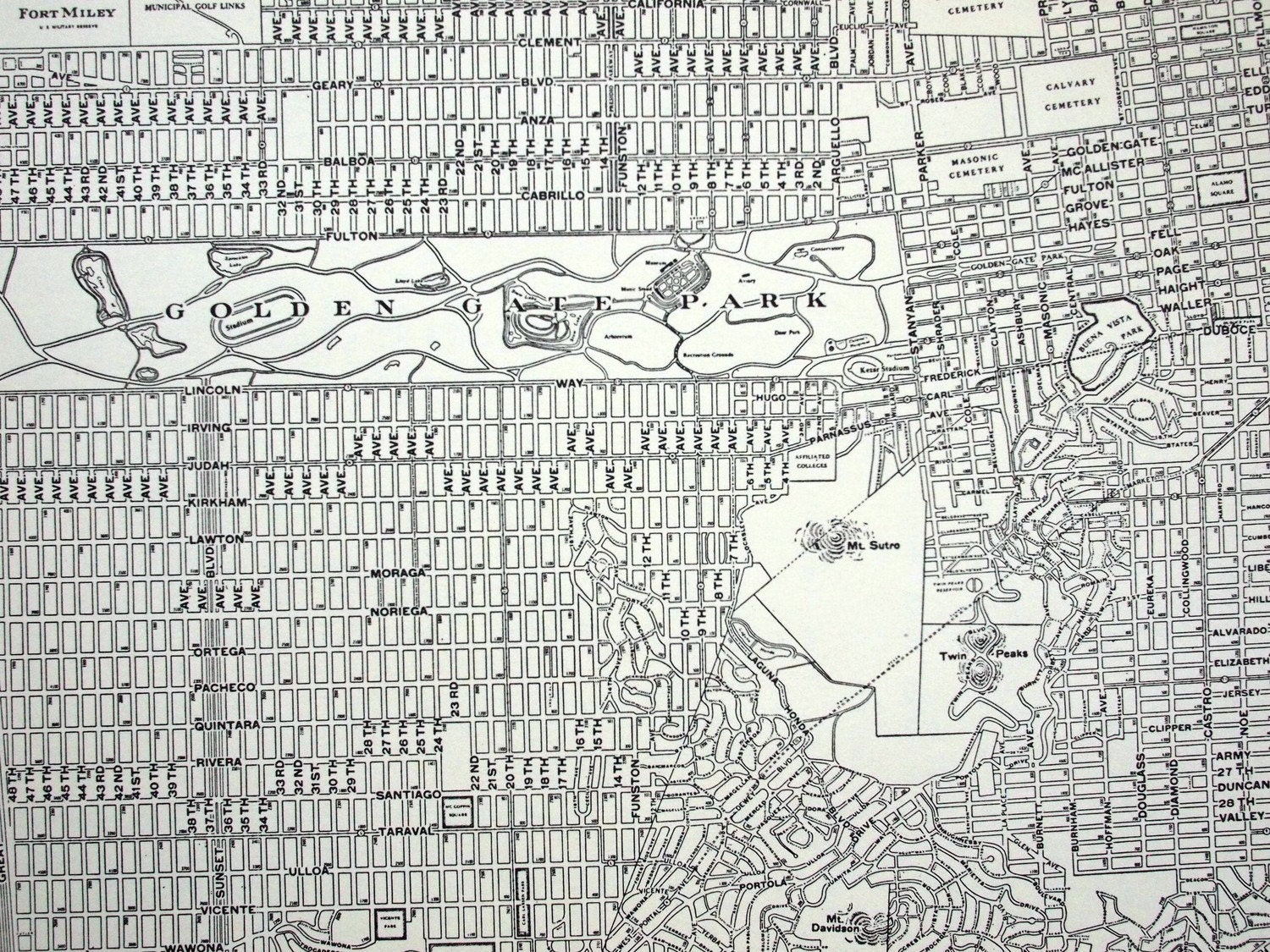 1937 Vintage City Map of San Francisco, California