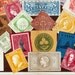 1895 Brilliantly Coloured Chromolithograph of 19th-Century Postage Stamps