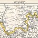 1890s Antique Map of Surrey, the UK