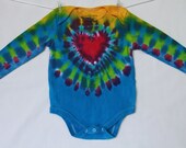 Children Baby Onesie12 month Tie Dye Fuschia Heart Red Yellow Lime Turquoise Blue Purple Long Sleeve AnnThenBaby