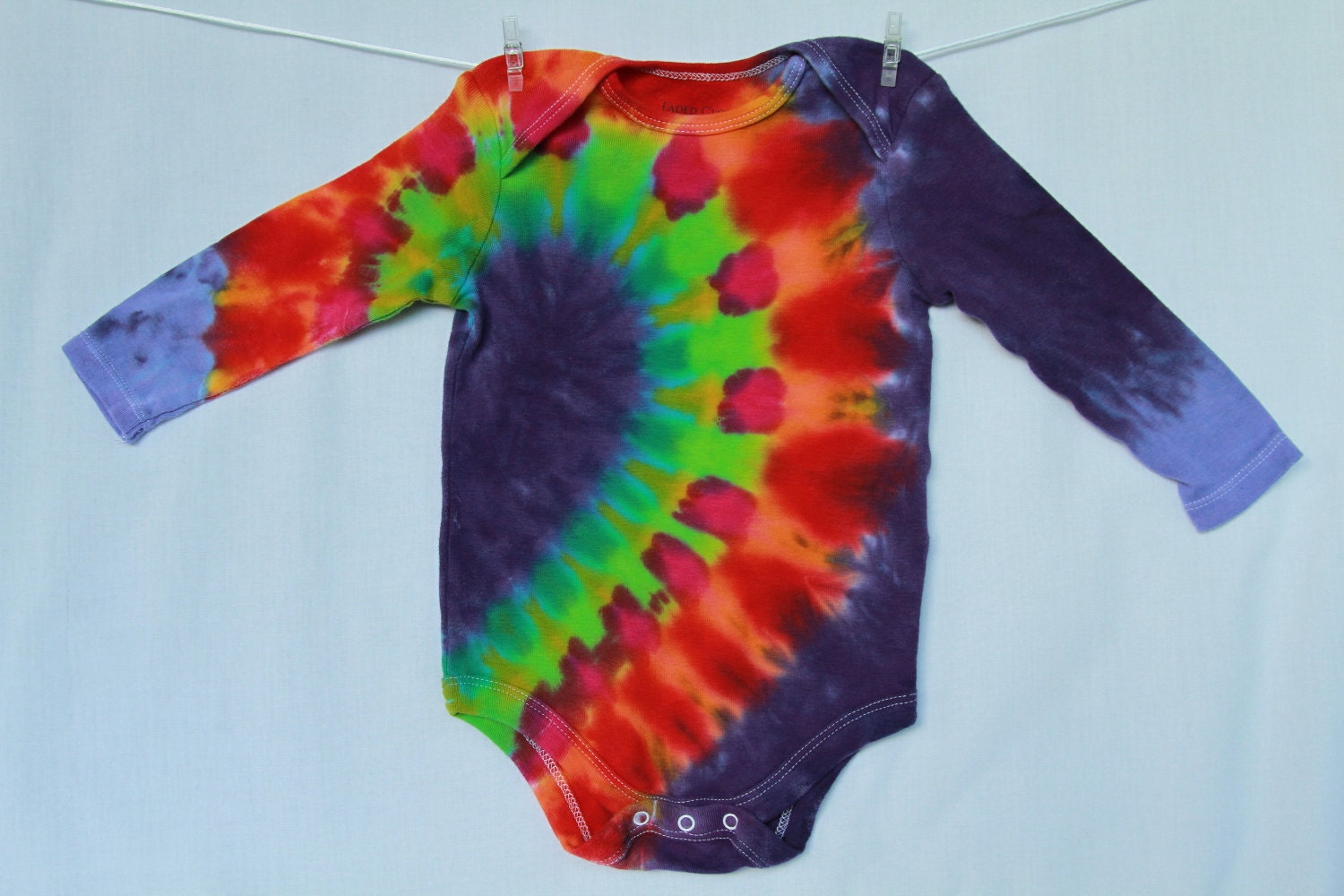 Children Baby Onesie 6 month Tie Dye Valentines Purple Heart  Red Orange Lime Green Blue Lilac Golden Long Sleeve AnnThenBaby