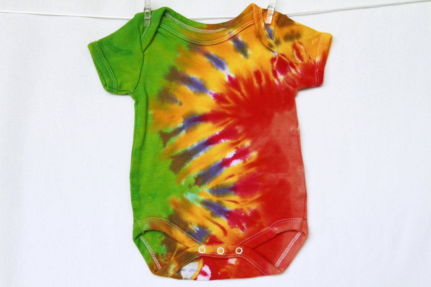 Baby Onesie Newborn Tie Dye Lime Tangerine Lilac Red Golden Short Sleeve 2tiedye4
