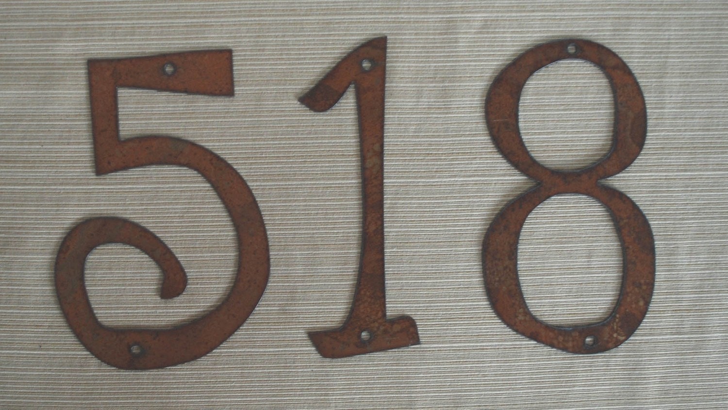 Set of 3 - Individual House Numbers - Rustic Metal - 8 INCH