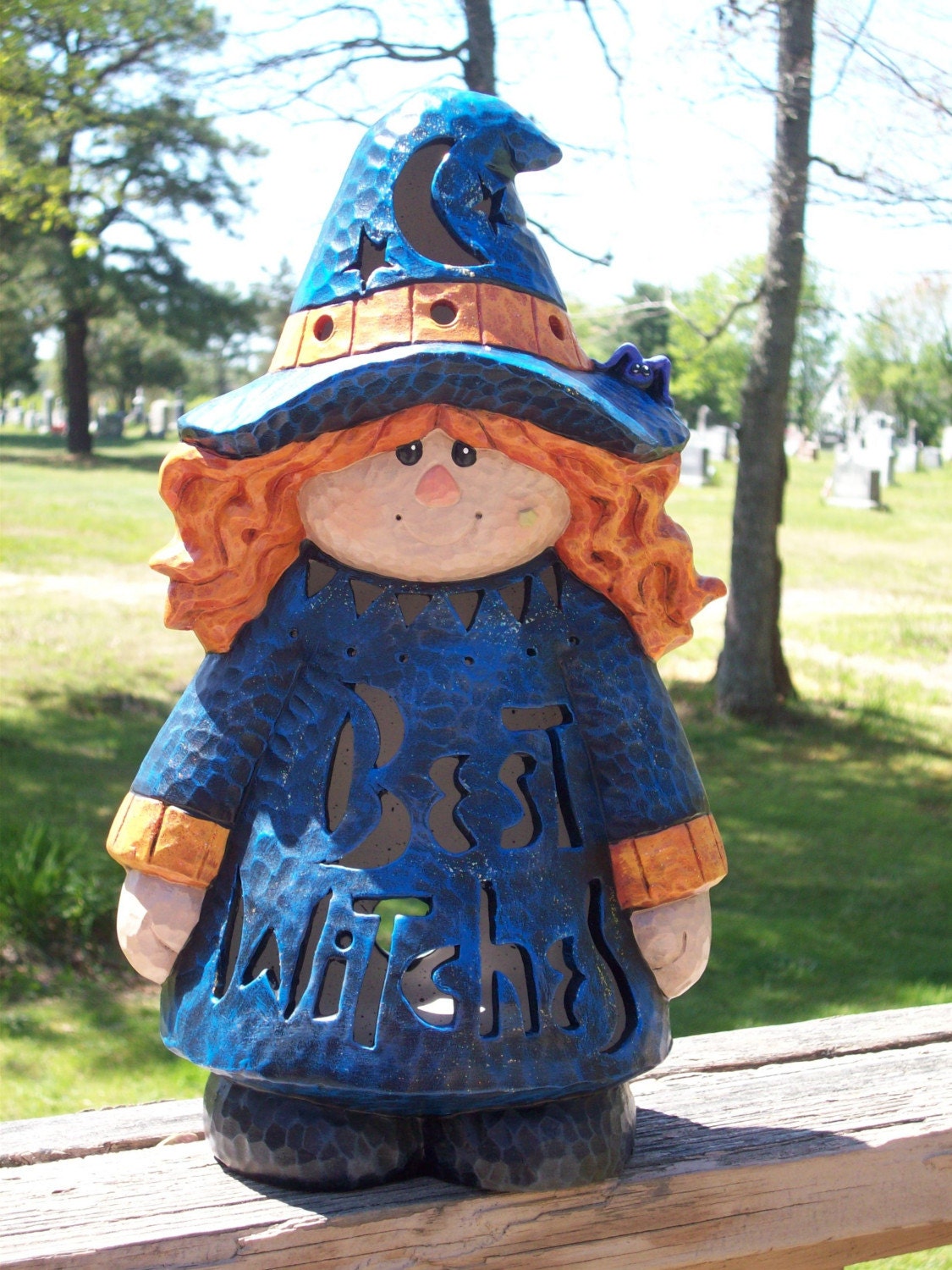 Ceramic Personalized Halloween Witch Lamp Light up Decoration