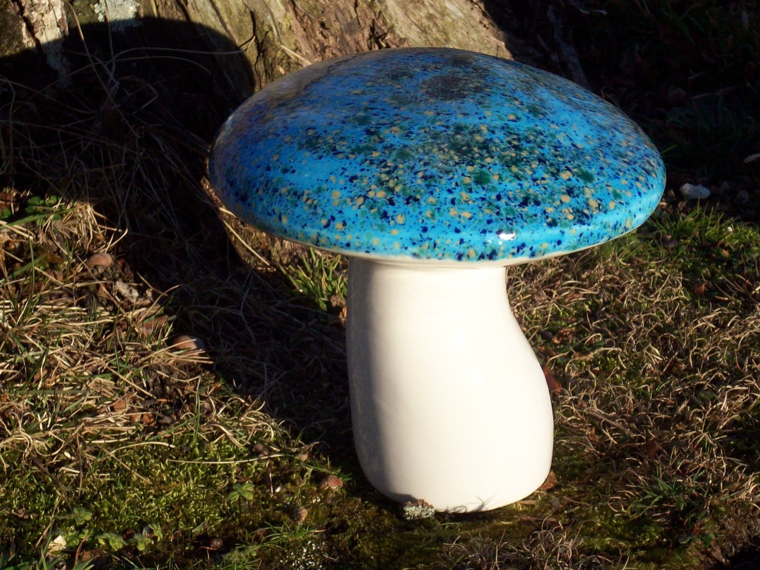 Large Glazed Ceramic Mushroom Great for your Garden