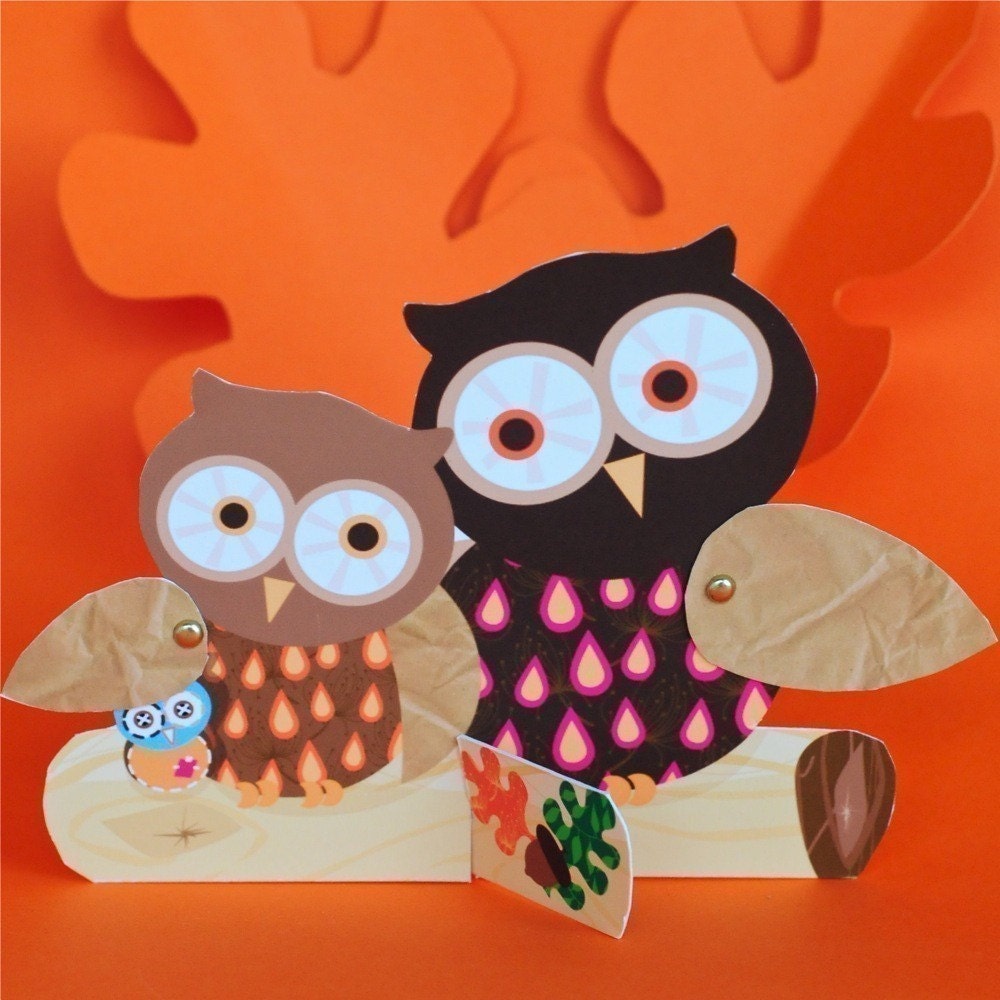 Lil Hoots - Printable 3D card, Envelope, Gift tags, Cake Wrappers and more