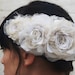 Ivory recycled wedding triple rose flower headpiece/fascinator in satin, silk, antique wedding veiling for a bride