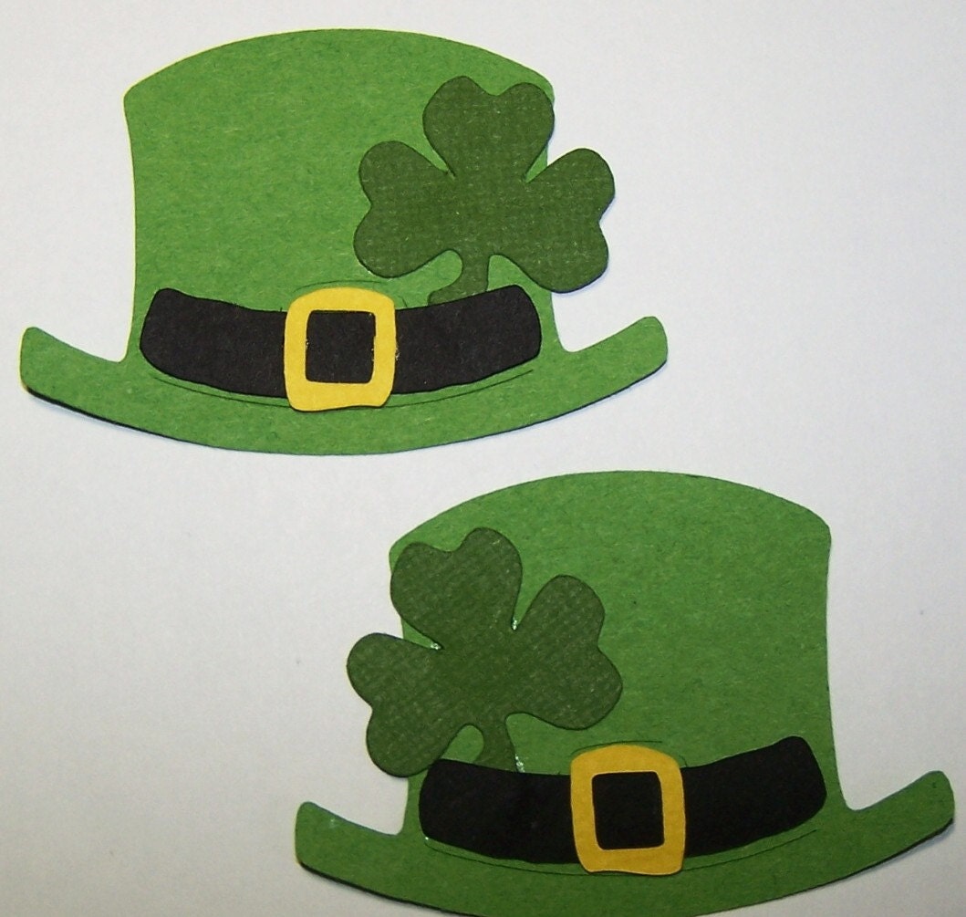Die Cut Leprachan Hat with Shamrock Tag Card Toppers 2pcs