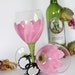 50% OFF - Light pink daisy hand painted wine glasses in a set of 2 - Top rack dishwasher safe and FREE personalization