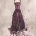 Original - Watercolor and Charcoal Painting - Perfectly Plum Vintage Dress - 8x10