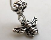 Honey Bee charm necklace, Tierra Cast antiqued silver pewter charm, garden insect bug, polinate polination