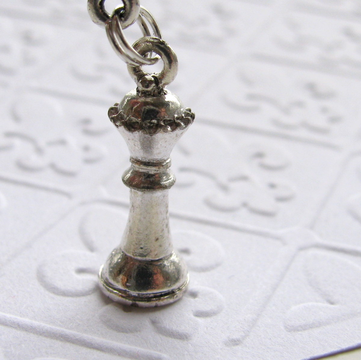 Chess Piece charm necklace "The Queen" antiqued silver pewter, game piece, family game night, board game