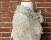 Ecru Vintage Upcycled Crocheted Romantic Capelet Size Small