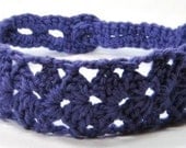Purple Crocheted Lace Headband, Woman Head Band, Adjustable Hairband