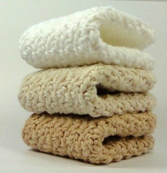 Naturally Neutral Crochet Cotton Washcloths or Dishcloths