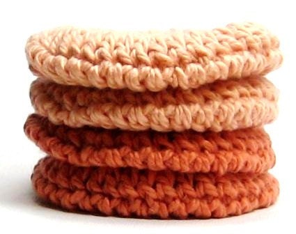 Light and Dark Peach Crocheted Organic Cotton Face Pads