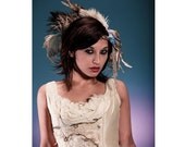 Liaison Collection by Kat Swank Custom Made Headband Headdress with Vintage Beading, Feathers and Flowers- Your Colors-. OOAK Head piece.
