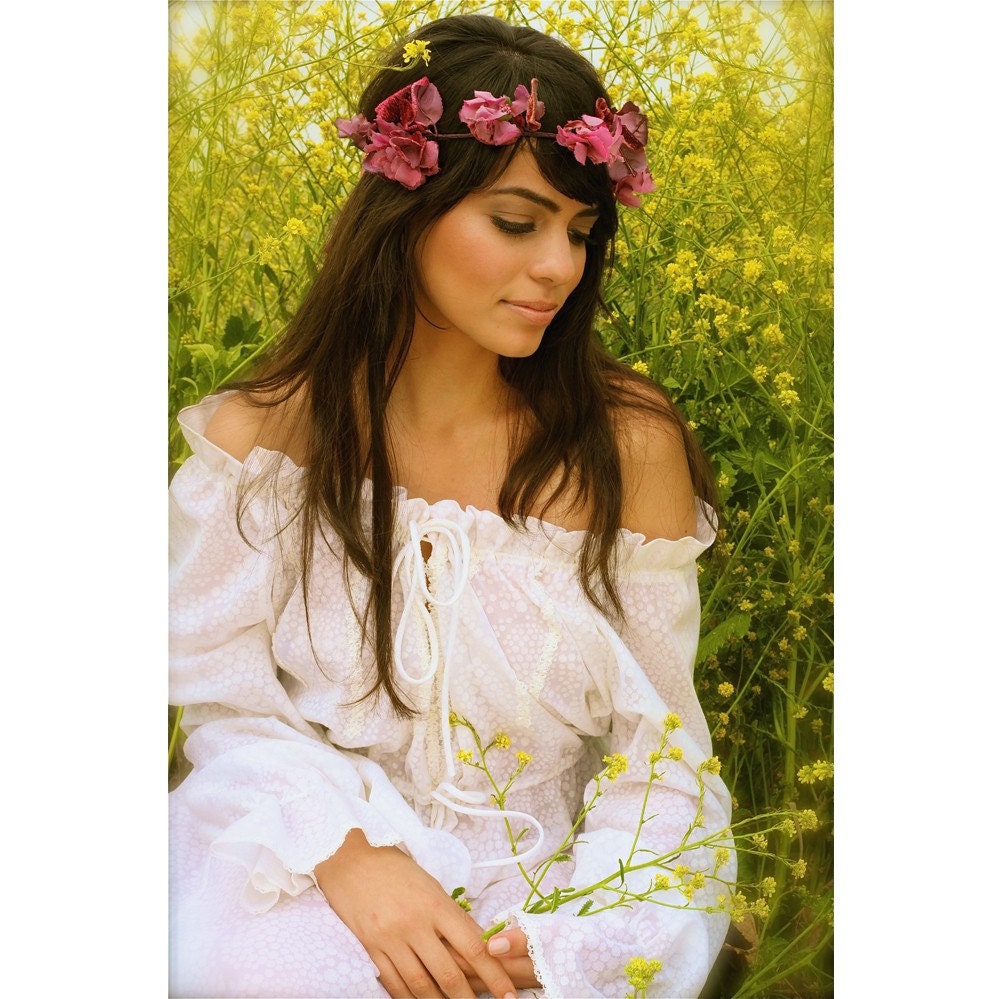 All Vintage Materials- LIAISON Collection by Kat Swank Vintage Wreath in DARK PINK. Wear it several ways...