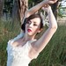 Whimsical Vintage Feather Love Bird Fascinator by The House of Kat Swank. Ivory, Beige, Bronze and Pearl Tones. Veil sold separately.