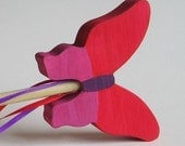 Red and Pink Wooden Butterfly Wand