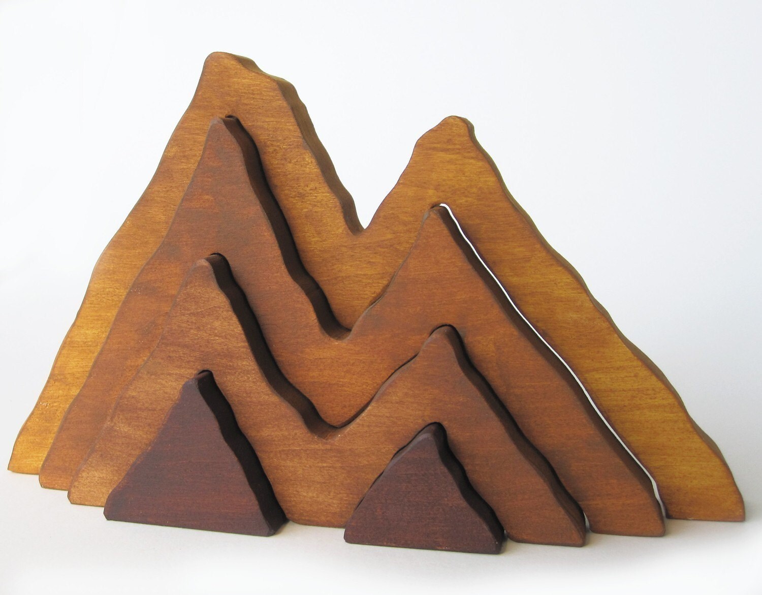 Wood Toy- Large Wooden Mountain Range Stacker Toy- Waldorf- Nature Table