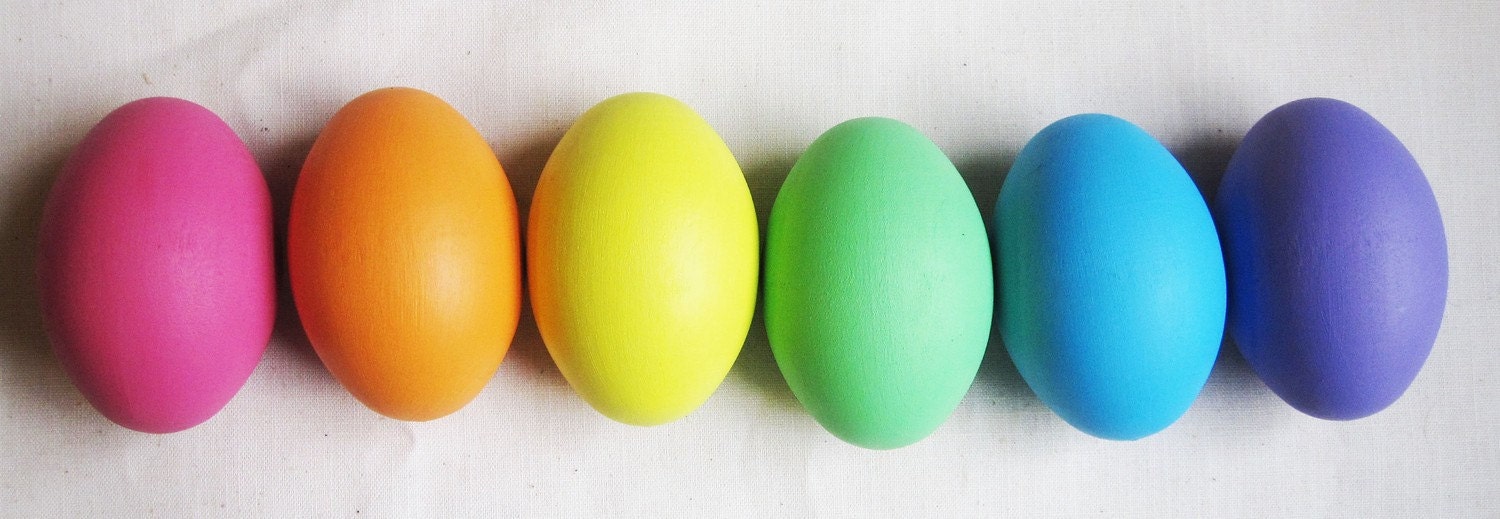 Wooden Easter Eggs Pastel Rainbow - Waldorf- Natural Toys- Bunny